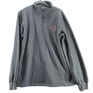 Sport-Tek Womens Quarter Zip Pullover Sweater Grey Size M Cotton Blend